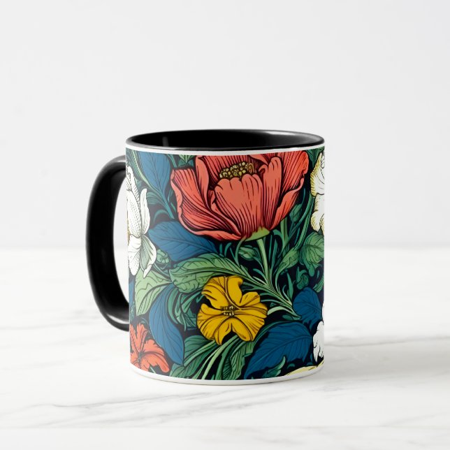 Caneca Vibrant William Morris Art Nouveau Floral (Frente Esquerda)