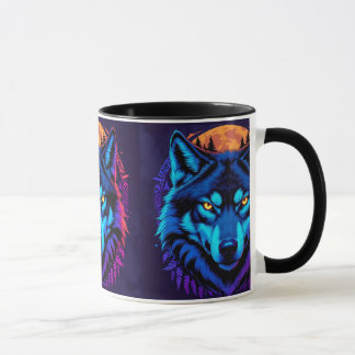 Caneca Vibrant Wolf Stare Wildlife Fierce Gaze