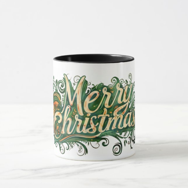Caneca Vibrante festivo Ilustração de Feliz Natal (Centro)