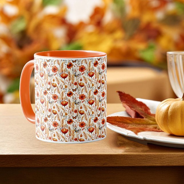 Caneca Vibrante impressão botânica boho de outono (Criador carregado)