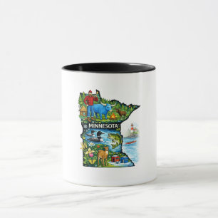 Caneca Vibrante Mapa do Estado de Minnesota - Paul Bunyan