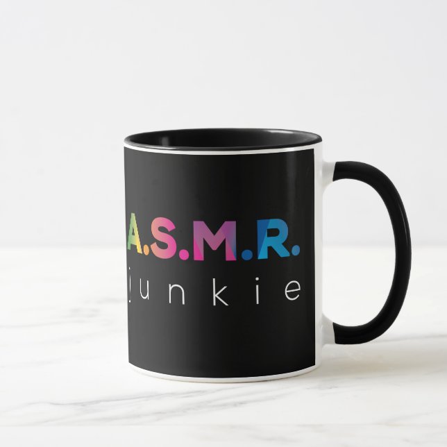 Caneca Viciado em ASMR de cores de arco-íris Edição Preta (Direita)
