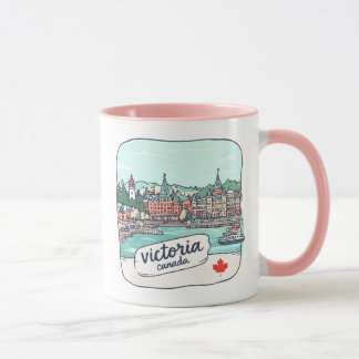 Caneca Victoria BC Canada Pastel Skyline Cute Cityscape