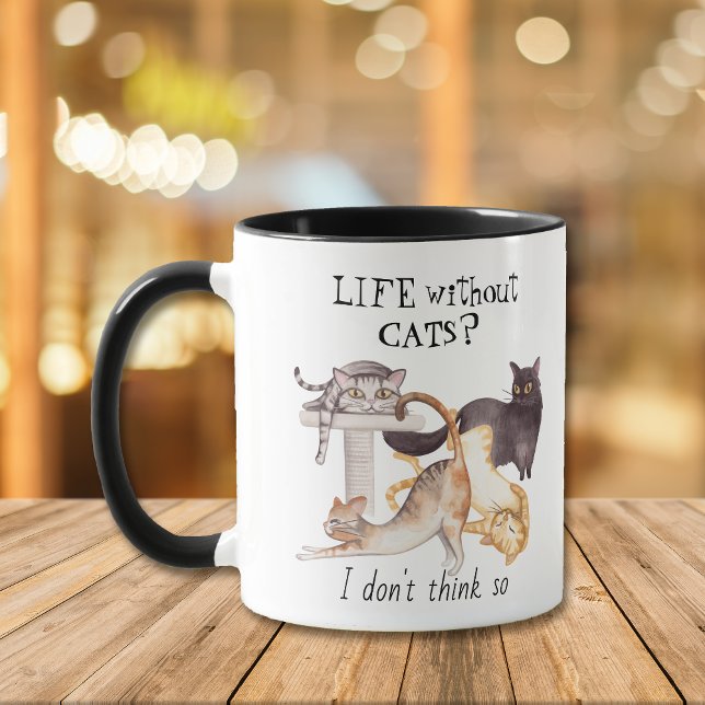 Caneca Vida Bela Sem Gatos Personalizados (Criador carregado)