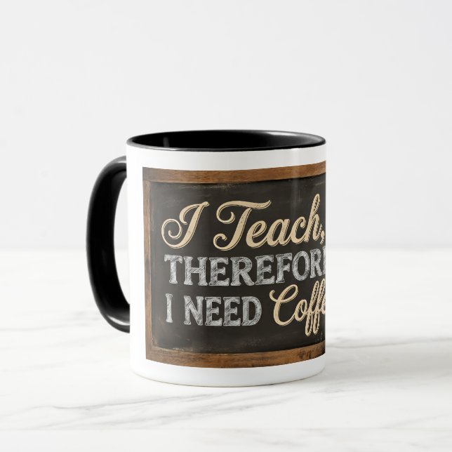 Caneca Vida de Professor Quadro de Giz Café (Frente Esquerda)