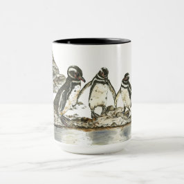 Caneca Vida do oceano Galápagos Pinguins Cores de água