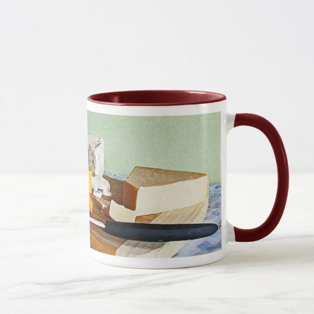 Caneca Vida do queijo Cheddar das uvas do pão e dos (Direita)