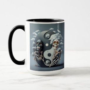 Caneca Vida e morte, Halloween Yin Yang Skeleton