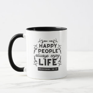 Caneca Vida Feliz com Fé – Provérbios 15:15 Arte