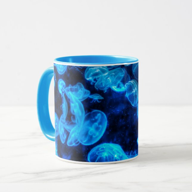 Caneca Vida Marinha da Água-Vidro Azul Náutica (Frente Esquerda)
