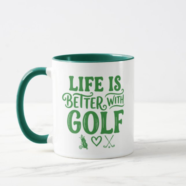 Caneca Vida Melhor Com Golfe - Presente Engraçado  (Esquerda)