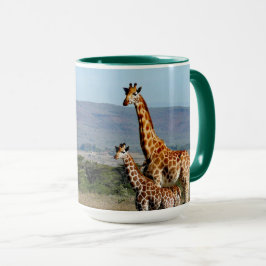 Caneca Vida selvagem Girafa Mãe e Bebê Foto