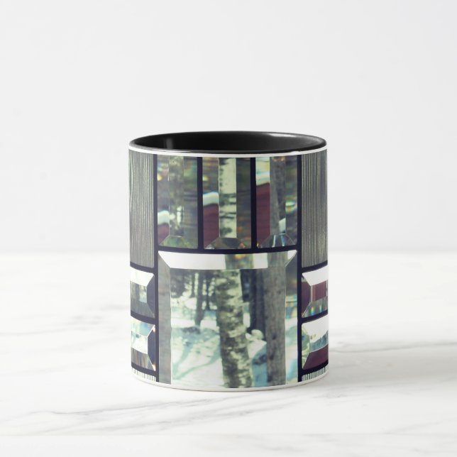 Caneca Vidro biselado com aparência metálica cinza pratea (Centro)