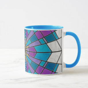 Caneca Vidro de Mancha Azul e Roxo