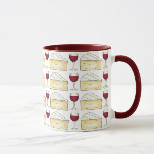 Caneca Vidro de vinho tinto e Bebendo de queijo branco