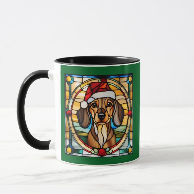 Caneca Vidro Mantido Natal Dachshund (Esquerda)