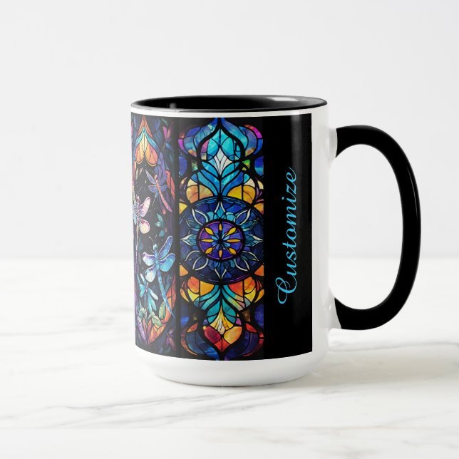 Caneca Vidro Pintado Personalizado E Libélulas (Direita)