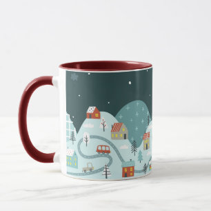 Caneca Vila de Natal Caprichosa Invernosa Carros