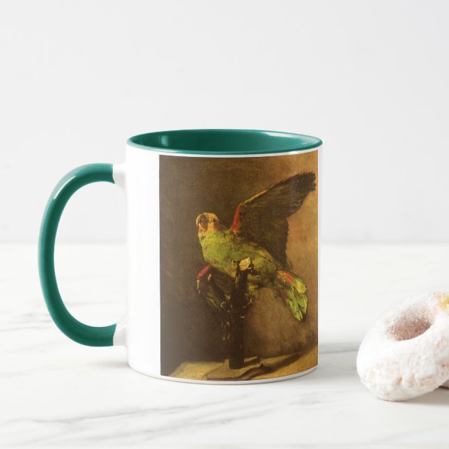 Caneca Vincent van Gogh - Ainda vive com papagaio verde (Com Donut)