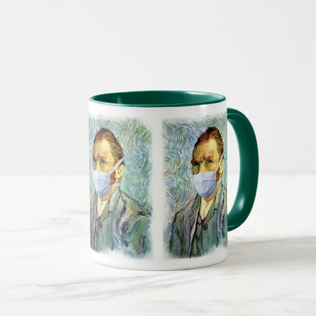 Caneca Vincent Van Gogh autorretrato com mancha de máscar (Frente Esquerda)