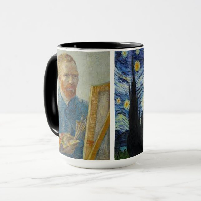 Caneca Vincent Van Gogh - Autorretrato e Starry Night Mug (Frente Esquerda)
