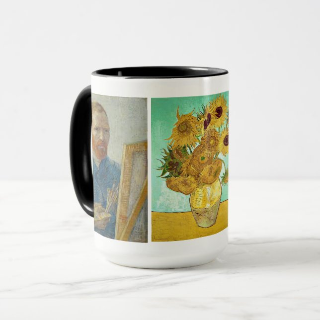 Caneca Vincent Van Gogh - Autorretrato e Sunflower Mug (Frente Esquerda)