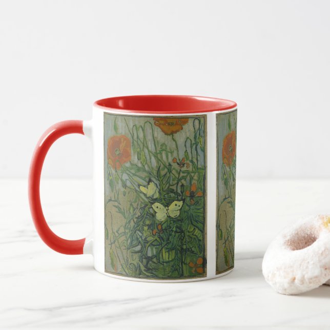 Caneca Vincent van Gogh - Borboletas e Papoulas (Com Donut)