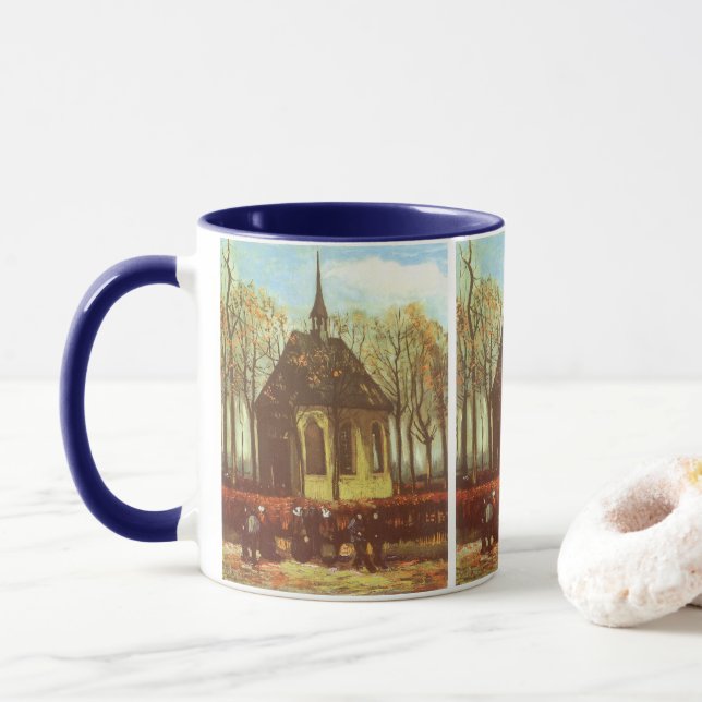 Caneca Vincent van Gogh - Capela em Nuenen, Churchgoers (Com Donut)