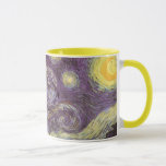 Caneca Vincent van Gogh - Noite Estrelada<br><div class="desc">Starry Night (1889), por Vincent van Gogh, é um apos impressionismo de pintura paisagística de arte. Uma vista de uma cidade num vale à noite com as nuvens a girar, as estrelas a brilhar e uma bela lua ouro amarela. Foi pintado durante o dia pela memória e é a pintura...</div>