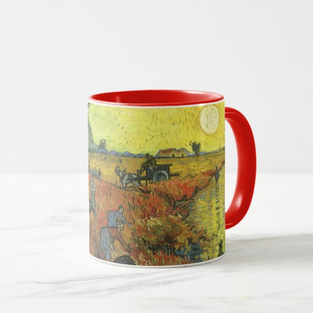Caneca Vincent van Gogh - O Vineyard Vermelho (Frente Esquerda)