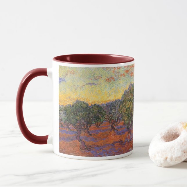 Caneca Vincent van Gogh - Olive Grove, Orange Sky (Com Donut)