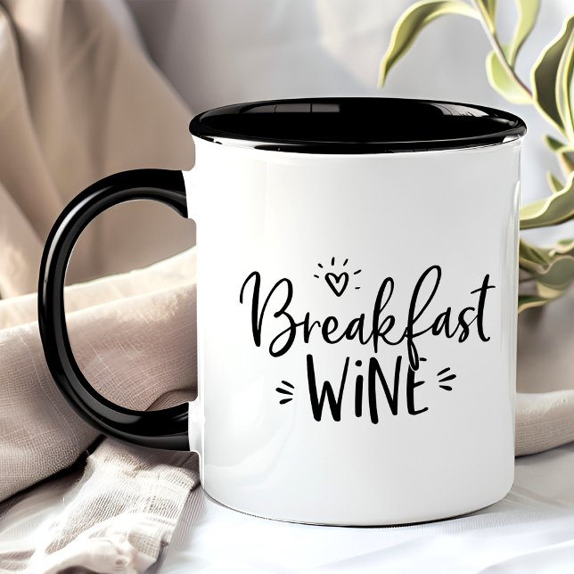 Caneca Vinho de Café da Manhã Citação Engraçada Preta na  (Criador carregado)