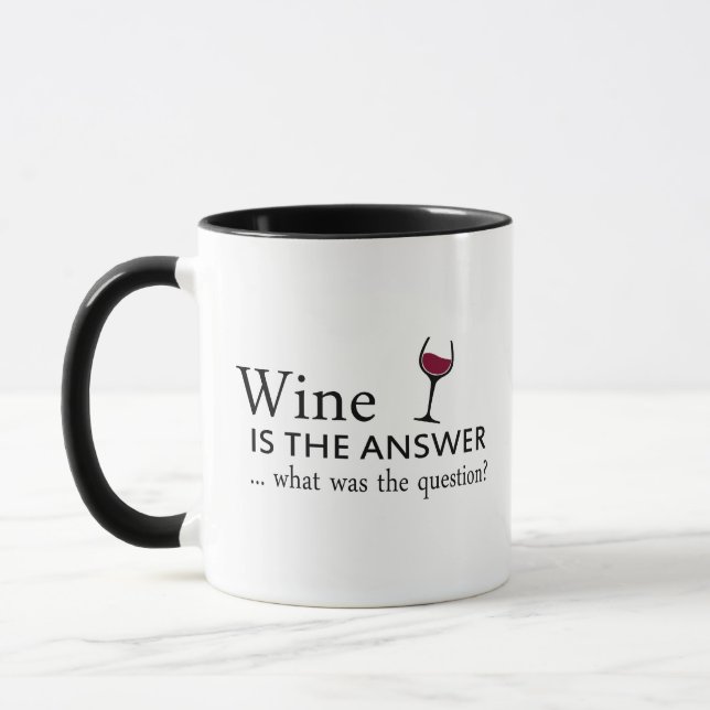 Caneca Vinho é a resposta, citação engraçada de vinho (Esquerda)
