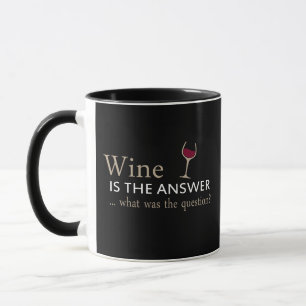 Caneca Vinho é a resposta, citação engraçada de vinho