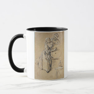 Caneca Vinho-pourer com um cartão do homem novo (giz)