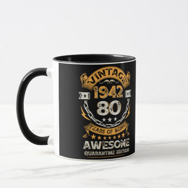 Caneca Vintage 1942 80 Birthday 80 Anos (Esquerda)