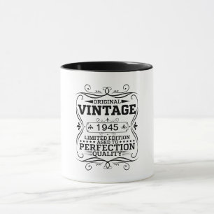 Caneca Vintage 1945 80º Aniversário Envelhecido à Perfeiç
