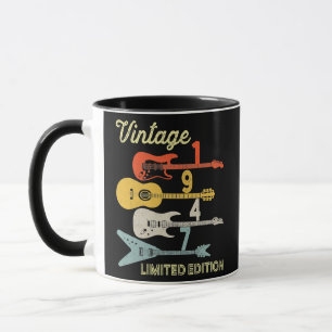 Caneca Vintage 1947 Aniversário presentes de violão 75º