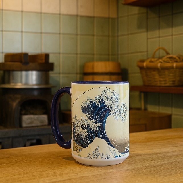 Caneca Vintage A Grande Onda de Kanagawa (Criador carregado)