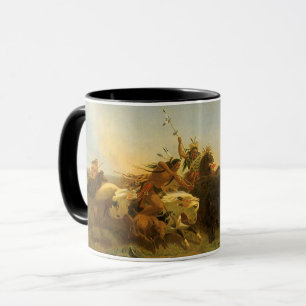 Caneca Vintage American West Art, Buffalo Hunt de Wimar