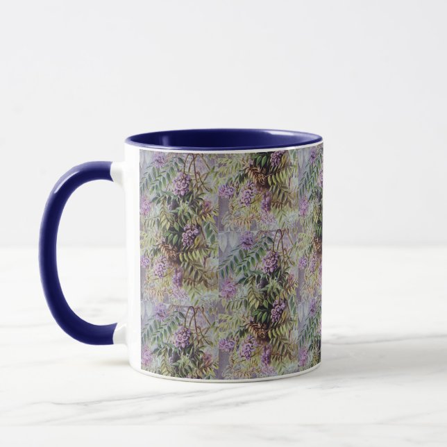 Caneca Vintage American Wisteria Purple Flowers Floral (Esquerda)