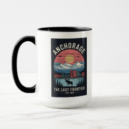 Caneca Vintage Anchorage Alaska Retro Travel Poster Illus