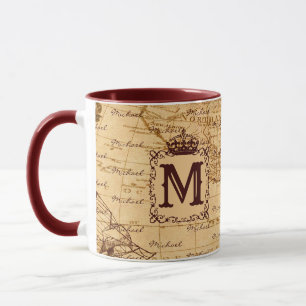 Caneca Vintage, antigo mapa real do rei, russa