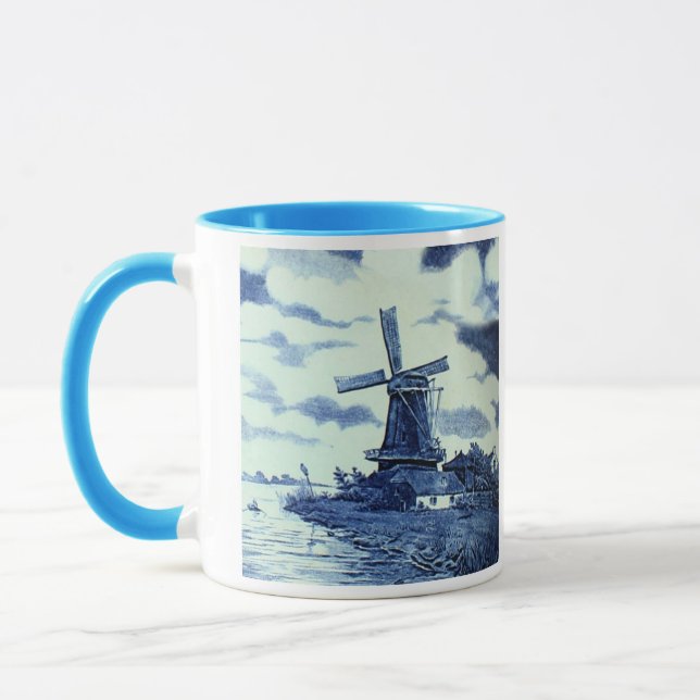 Caneca Vintage Antique Delft Blue Azulejo - Moinho (Esquerda)