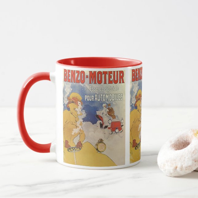 Caneca Vintage Art Nouveau, Benzo Moteur por Jules Cheret (Com Donut)