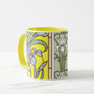 Caneca Vintage Art Nouveau, Flores do Jardim Íris