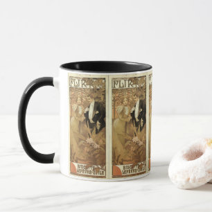 Caneca Vintage Art Nouveau Love Romance, Flirt de Mucha