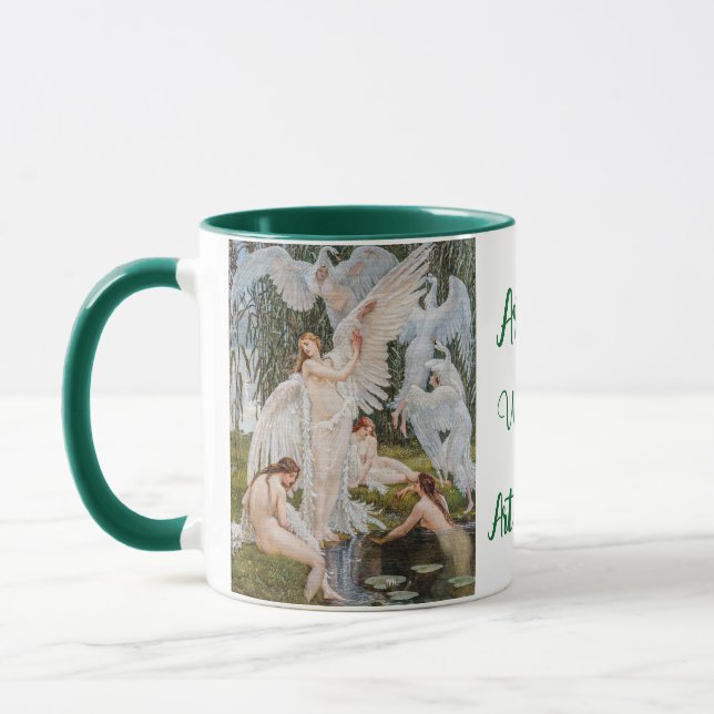 Caneca Vintage Art Nouveau Swan Girls Name Personalizado (Esquerda)