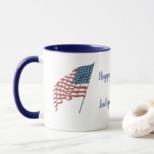Caneca Vintage Bandeira Patriótica Americana Acenando no 