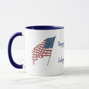 Caneca Vintage Bandeira Patriótica Americana Acenando no
